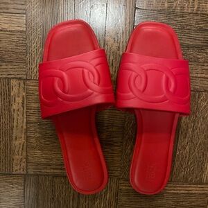 Nordstrom Chain Link Red Slide Sandals